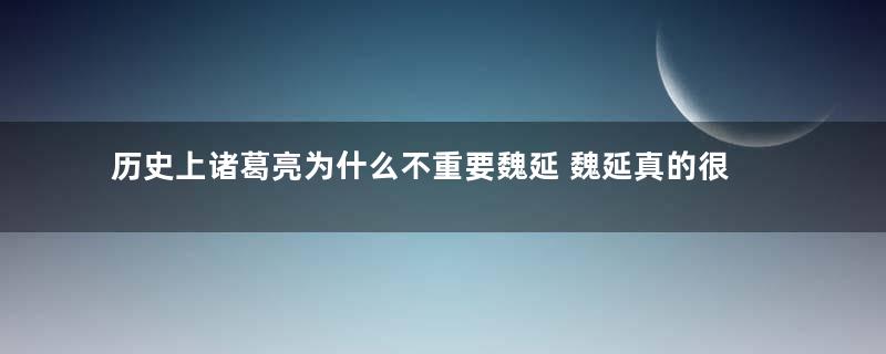 历史上诸葛亮为什么不重要魏延 魏延真的很差劲吗